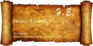 Heinz Elemér névjegykártya