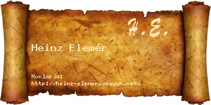 Heinz Elemér névjegykártya